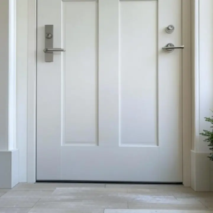 Frissen beépített, modern bejárati ajtó egy lakótérben